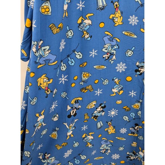 Disney Woven Button-Up Shirt Women Size 5X Holiday Hanukkah Mickey Mouse Festive - Picture 4 of 9